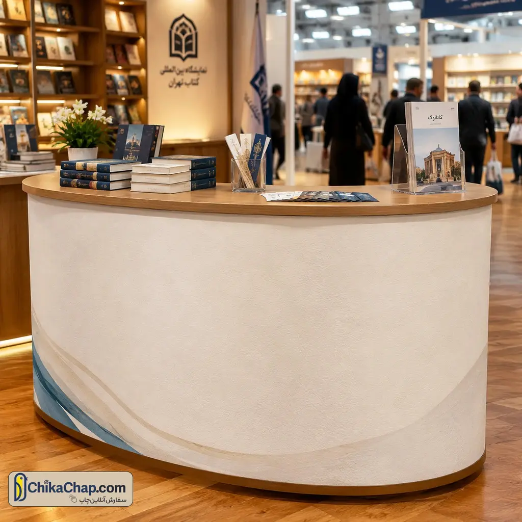 استند جلوی غرفه برای قرار دادن کاتالوگ و معرفی کتاب با سازه سبک آلومینیومی تاشو